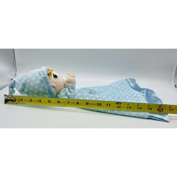 Aurora Precious Moments Praying Baby Boy Lovey Plush Security Blanket Blue 16 in - Picture 7 of 7